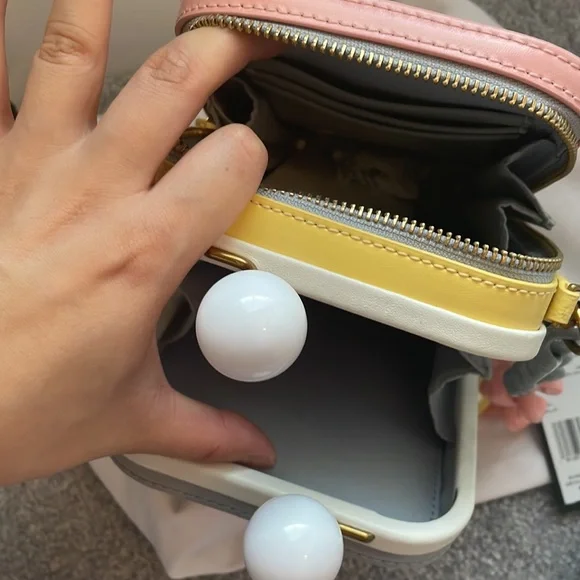 Marc Jacobs The Vanity Peach & Gray Crossbody Bag with Crossbody + Wrist Strap - Picture 7 of 14